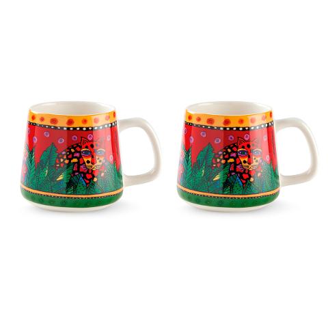 Set 2 tazze mug in porcellana decorata Egan LAUREL BURCH JUNGLE SONG