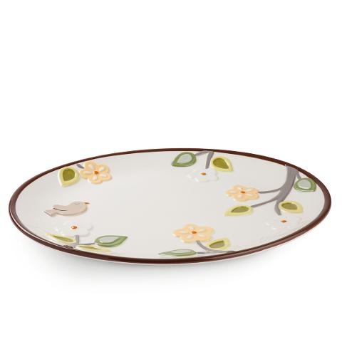Vassoio ovale in ceramica smaltata decorata Egan L ALBERO DELLA VITA