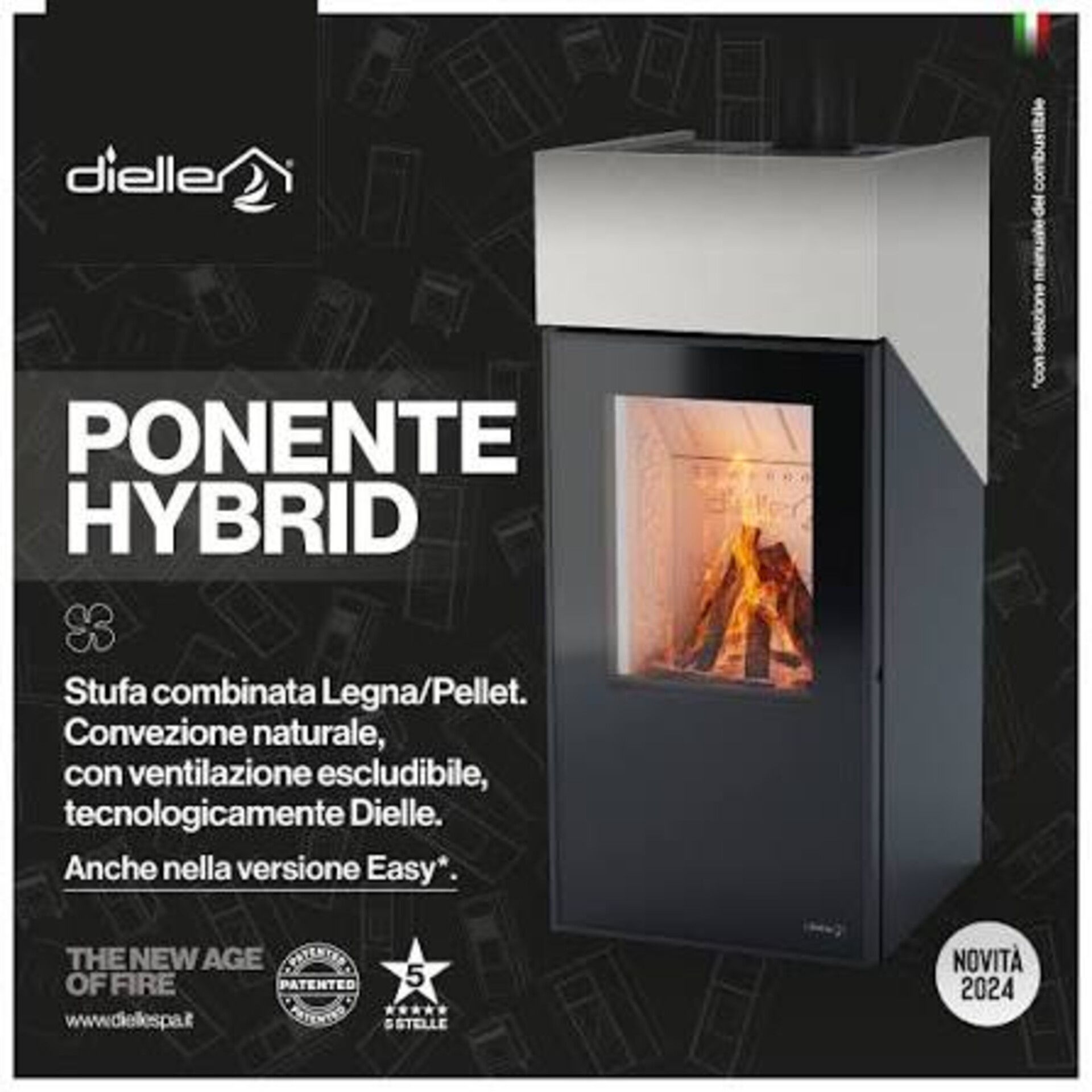 STUFA LEGNA/PELLET DIELLE PONENTE HYBRID 80