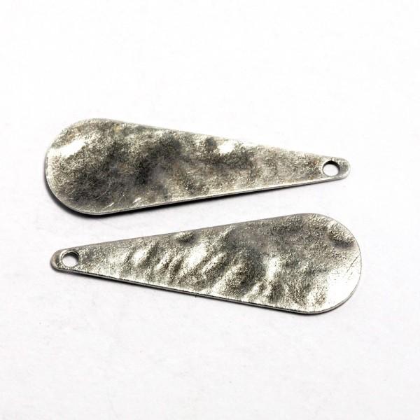 Pendente goccia martellato c/foro argento antico chiaro menoni busta da 10 pezzi