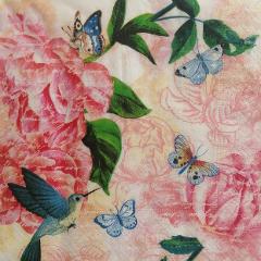 tovaglioli per decoupage fiori  rose e farfalle arti e grafica busta da 2 pezzi 30x30