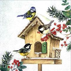 tovaglioli per decoupage natalizio con uccellini e casetta arti e grafica busta da 2 pezzi 25x25