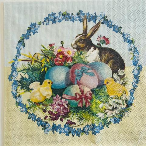 Tovaglioli di pasqua con coniglio e fiori arti e grafica busta da 2 pezzi 33 x 33