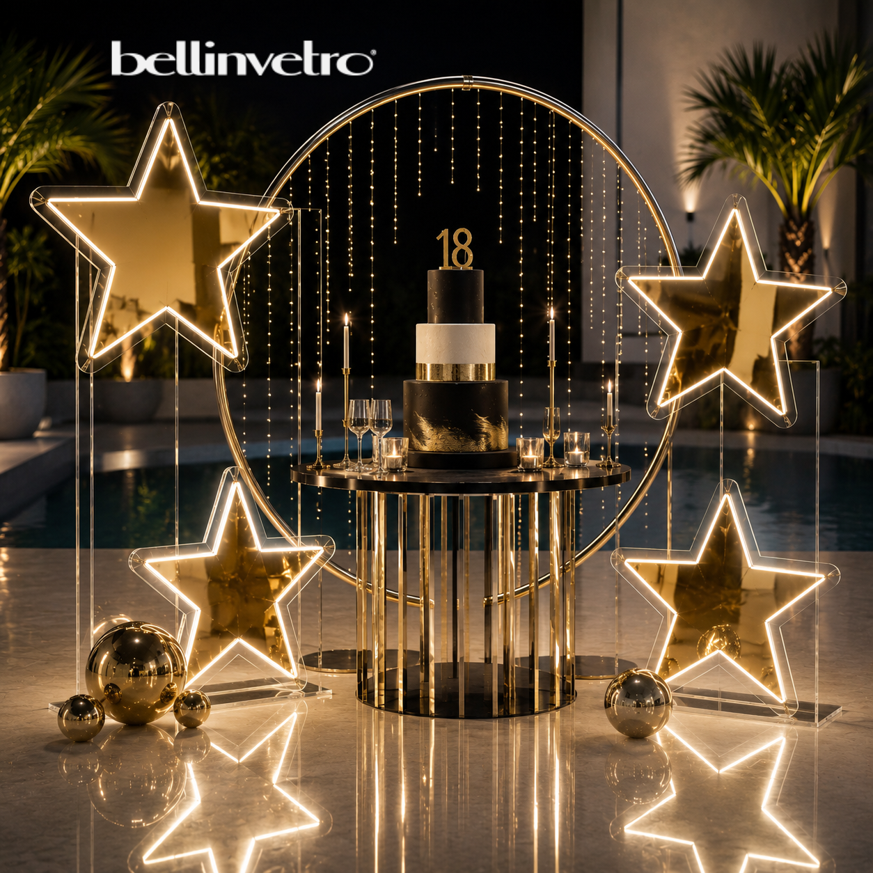 Sagoma STELLA con neon led monocolore e plex specchiato da parete | d'appoggio BELLINVETRO VR 1496