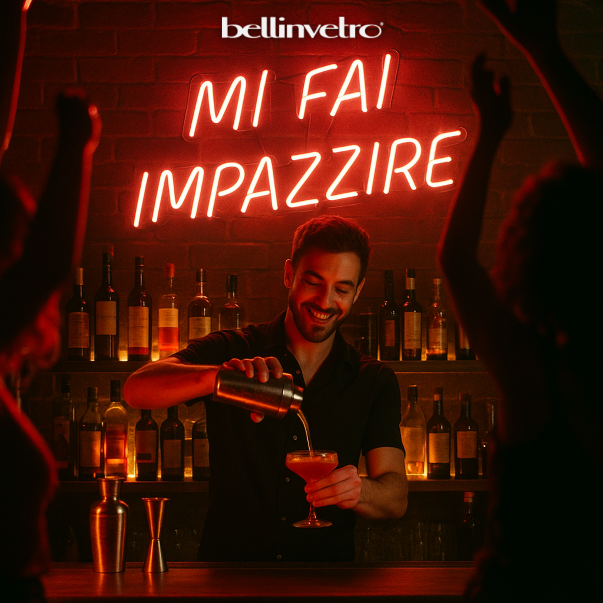 Insegna a neon led per locale BELLINVETRO LOGO AZIENDALE