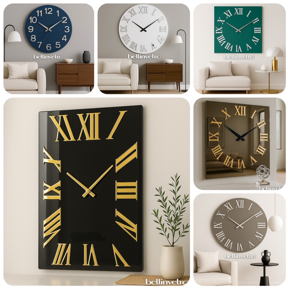 Orologio da parete in vetro laccato con numeri a rilievo BELLINVETRO VR 848