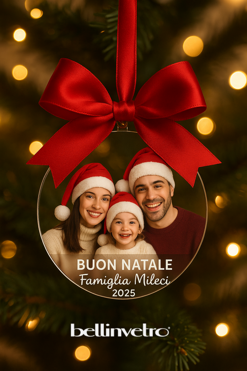 Pallina di Natale con foto personalizzata BELLINVETRO VR-UV 1430