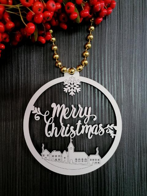 Pallina natalizia in legno merry christmas BELLINVETRO VR 65