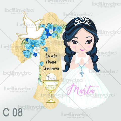 Bomboniera in legno comunione bimbo/bimba con croce BELLINVETRO VR-UV 440