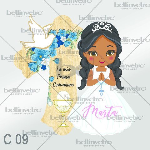 Bomboniera in legno comunione bimbo/bimba con croce BELLINVETRO VR-UV 440