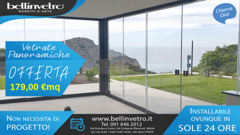 Produzione e Installazione Vetrate panoramiche scorrevoli in 24 ore in tutte le province in Sicilia bellinvetro 01