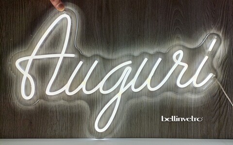 Scritta neon - Auguri monocolore o RGB da parete BELLINVETRO VR 1249