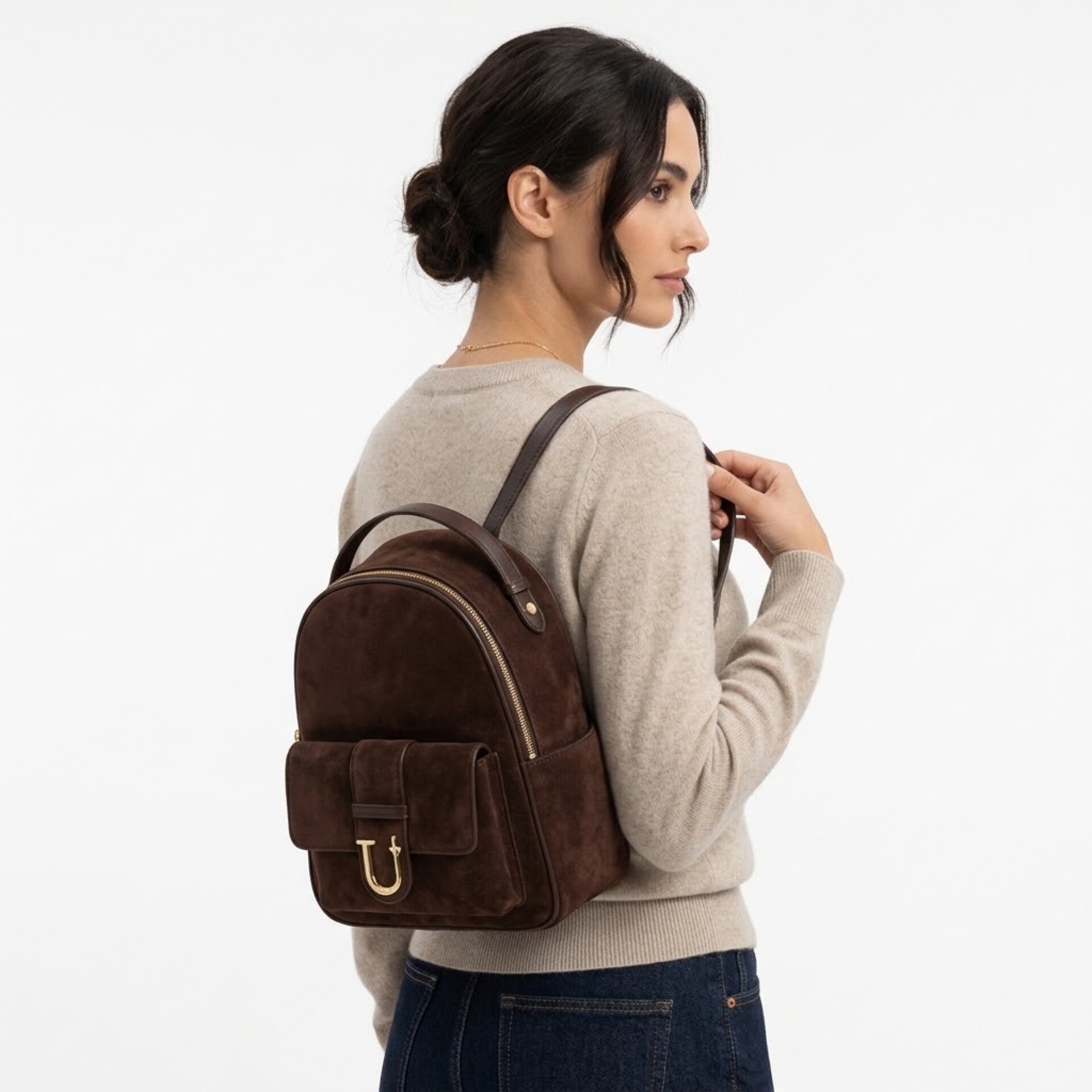 BORSA A ZAINO BROWN SUEDE 4US CESARE PACIOTTI 4US TAILOR