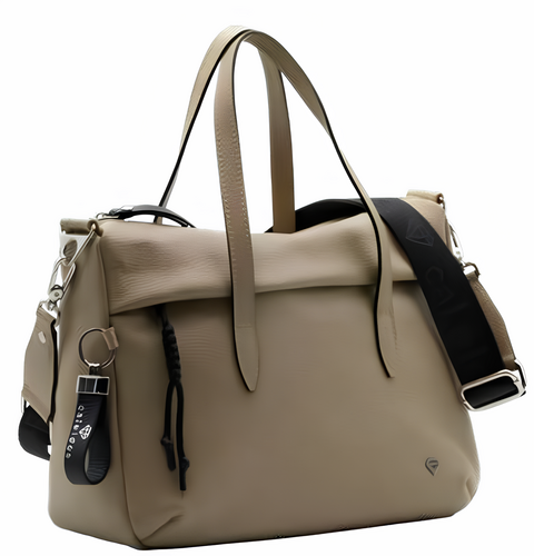 BORSA A MANO CON TRACOLLA BEIGE Caleidos linea pelle