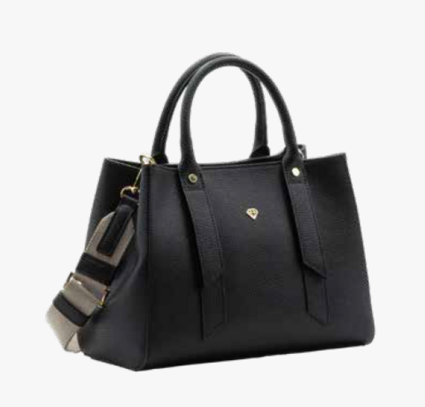 BORSA A MANO IN PELLE CON TRACOLLA NERA Caleidos linea pelle
