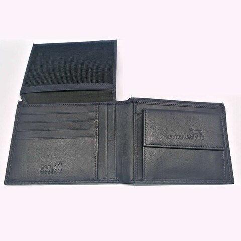 PORTAFOGLIO PELLE UOMO BLU CON RIBALTINA Harmont & Blaine LINEA PABLO