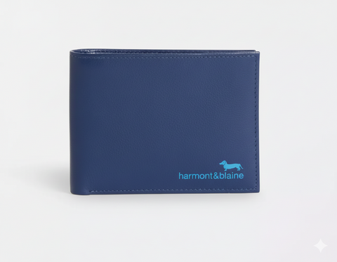 PORTAFOGLIO PELLE UOMO BLU CON RIBALTINA Harmont & Blaine LINEA PABLO