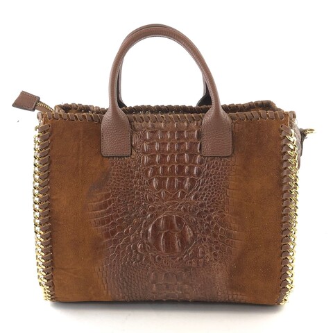 BORSA SHOPPER PELLE CROCO COLLECTION MAXI MESSIE COCCO SUEDE
