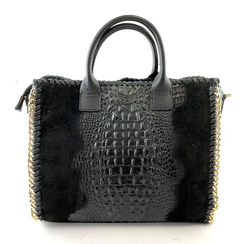 BORSA SHOPPER PELLE CROCO COLLECTION MAXI MESSIE COCCO SUEDE