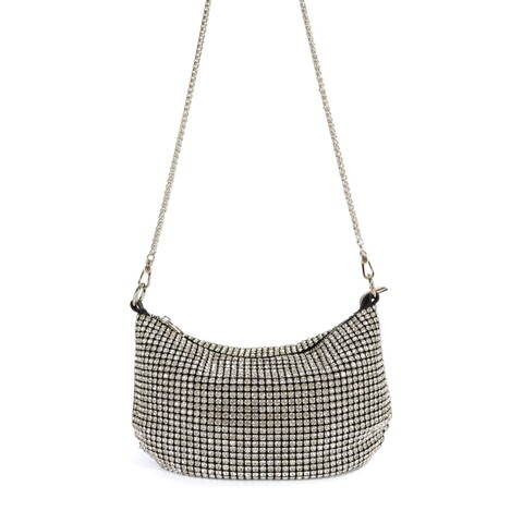 BORSA A TRACOLLA ARGENTO STRASS DUDLIN