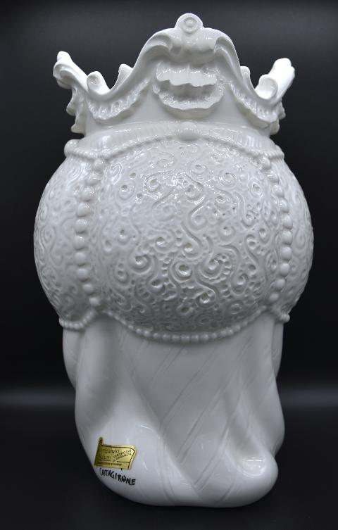 Coppia Teste di moro Emiro moderne bianche monocolore Produzione artigianale di Caltagirone h.25 cm