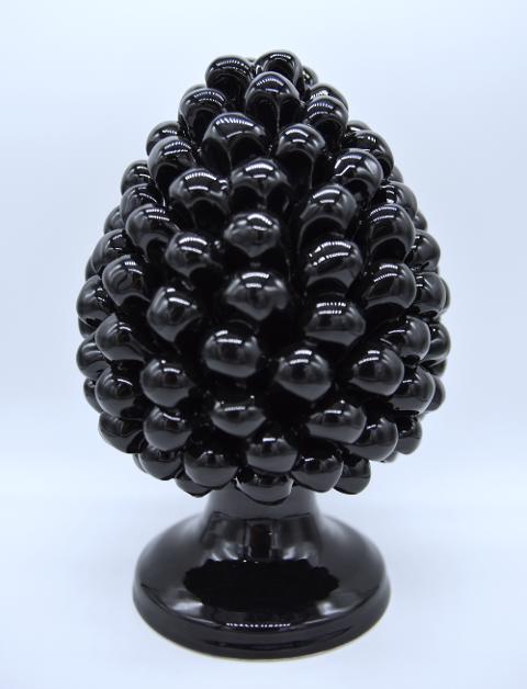 Pigna siciliana in ceramica h.20 cm colore nero Produzione artigianale di Caltagirone monocolore