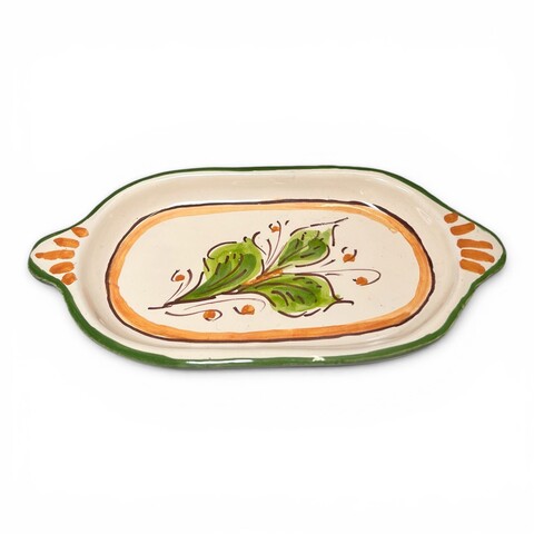 Set caffè due tazzine tête-à-tête con vassoio decoro con limoni popolare in ceramica siciliana Produzione artigianale di Santo Stefano di Camastra lunghezza 20cm