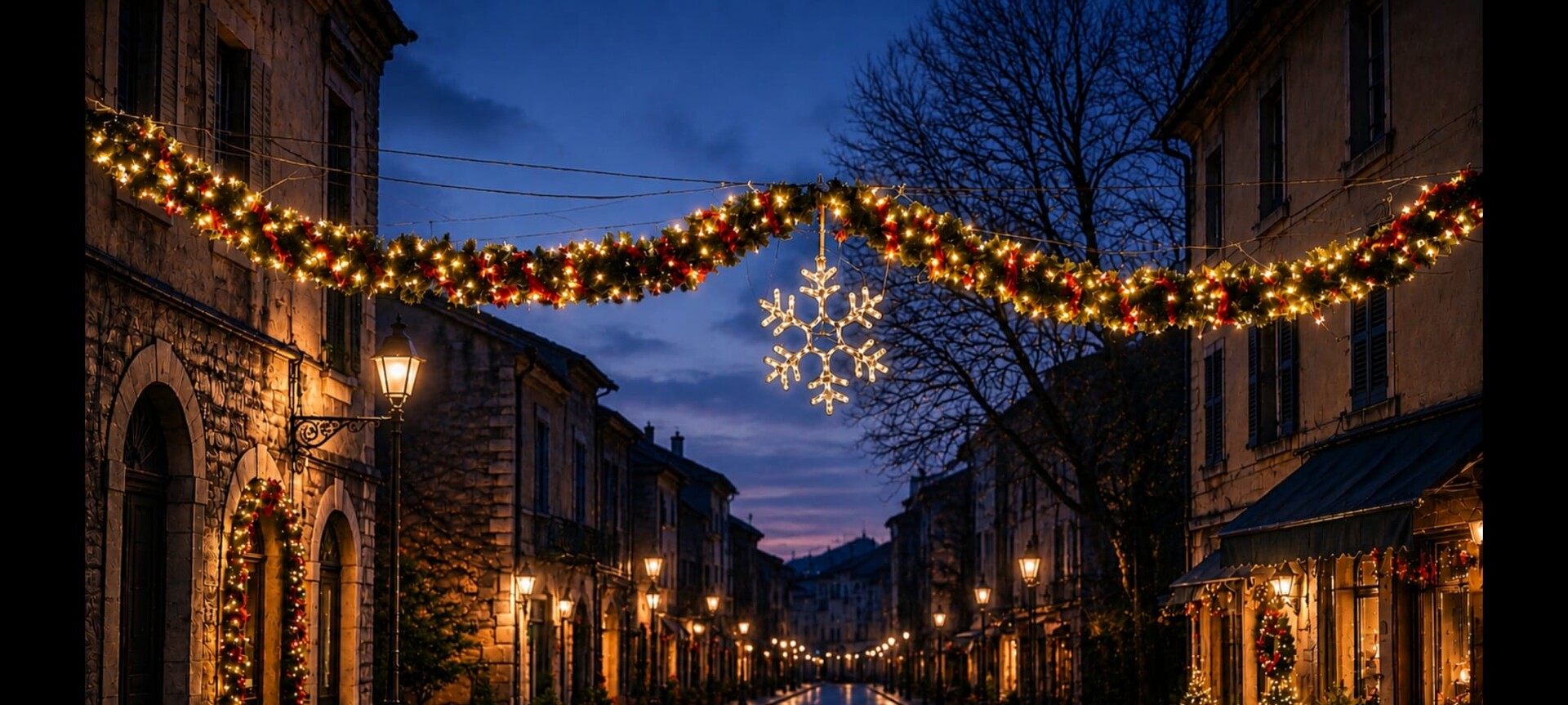 GHIRLANDA LUMINOSA STRADALE CON FIOCCO Luminarie Natalizie per Strade