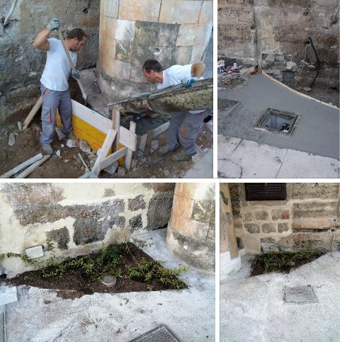 Sesta fase: Ripristino del marciapiede e delle aiuole.