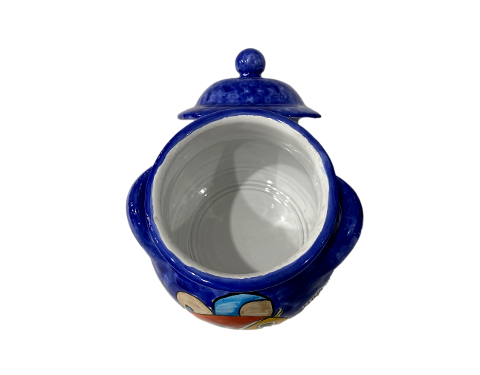 Barattolo pentolino in ceramica pesci blu in 2 misure Nino Parrucca