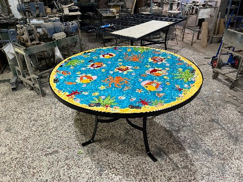 Tavolo rotondo da giardino 150 - Fondale Marino (verde smeraldo con sabbia) Nino Parrucca