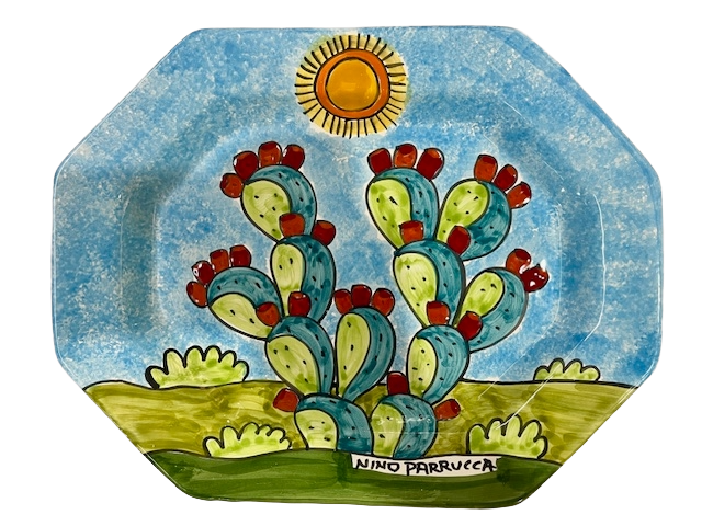 Piatto ottagonale fondo - varie misure e decori Nino Parrucca in ceramica