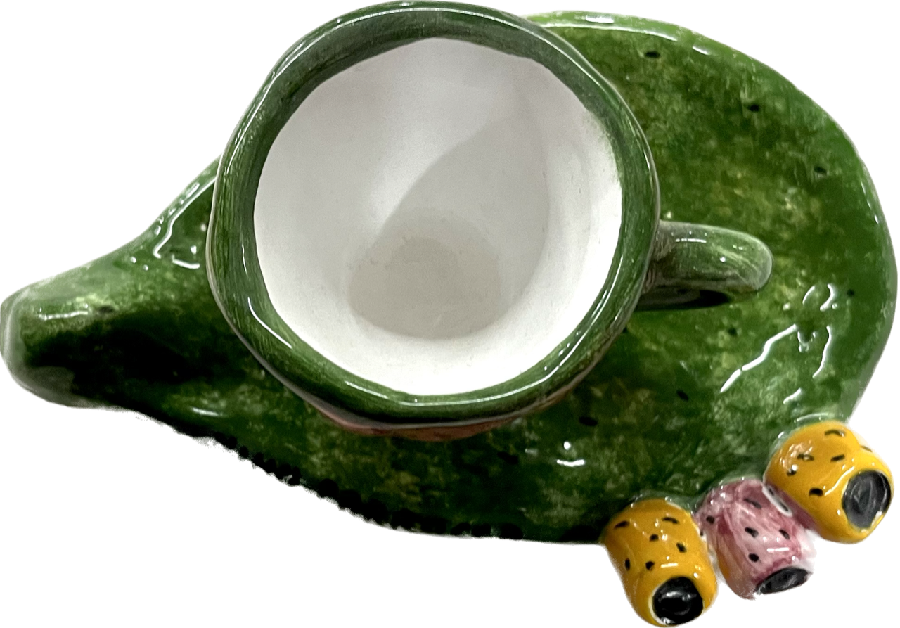 Tazzina con Piattino Fico d'india Nino Parrucca in ceramica