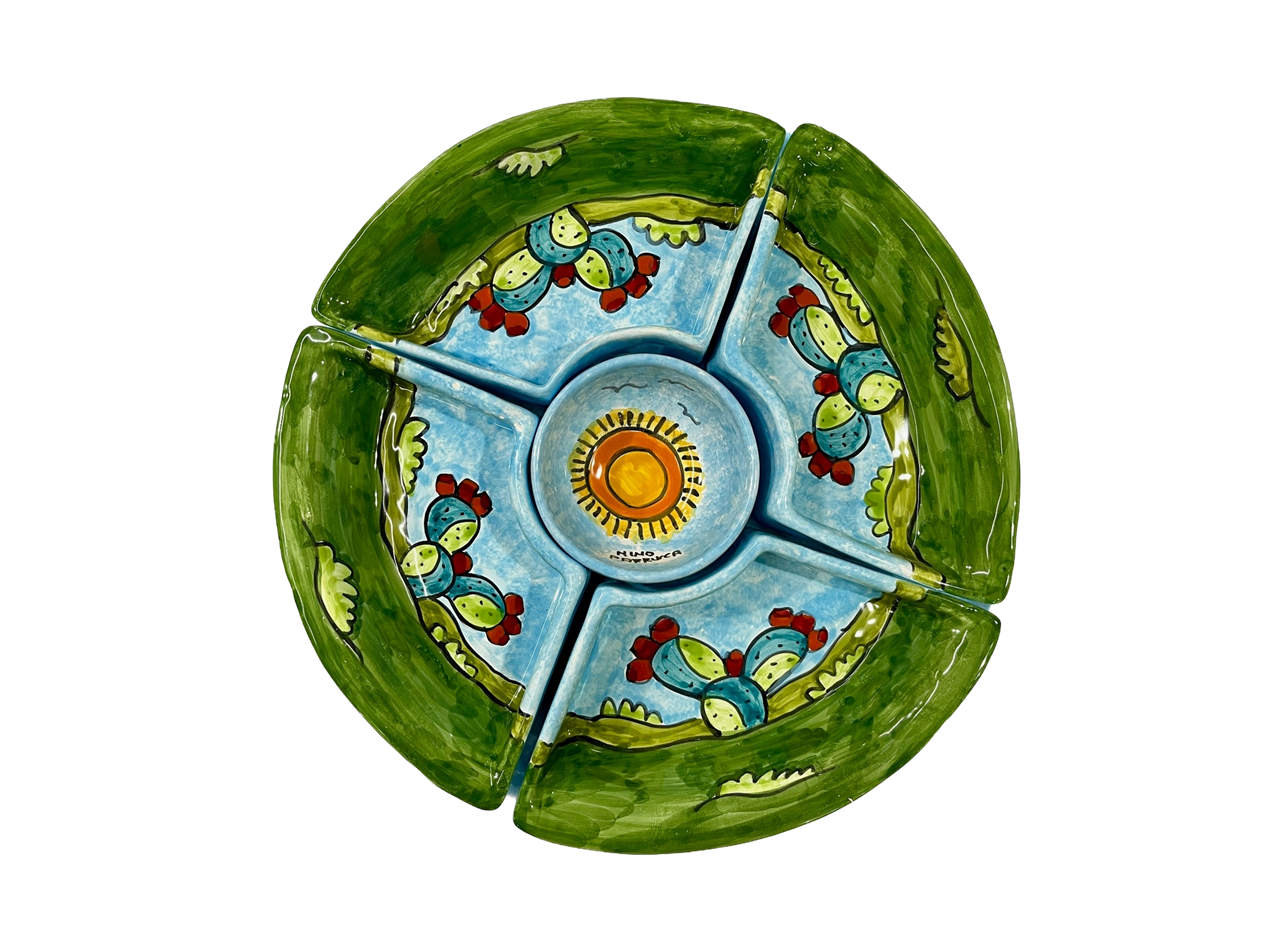 Antipastiera Componibile d.cm.30 Pale di Fichi d'india Nino Parrucca in ceramica