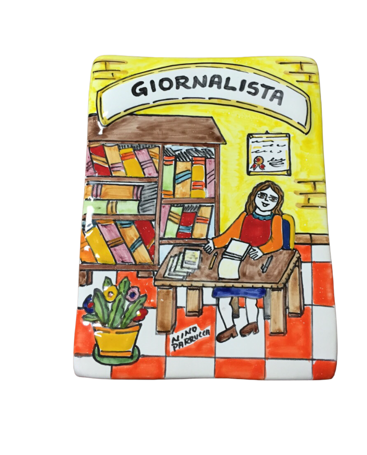 Targhe Mestiere a rilievo in ceramica e legno - Art.80/a Nino Parrucca