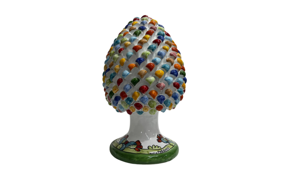 Pigna Bianca Multicolor con decoro Pale di fichi d'india Nino Parrucca