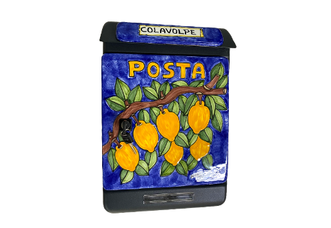 Cassetta Postale Personalizzata limoni fondo blu Nino Parrucca