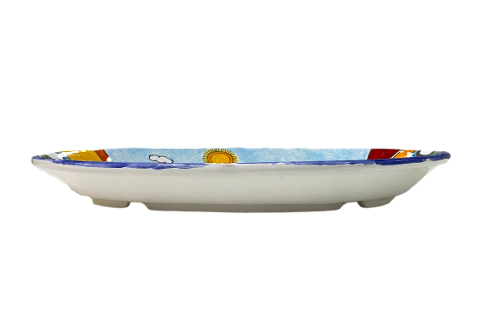 Piatto Ovale Grande 47x30 cm decoro Paesaggio con mare Nino Parrucca