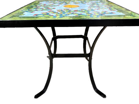 Tavolo quadrato in ferro nero cm.82x82 e/o Sedia Rotonda Pale di fichi d'india Nino Parrucca