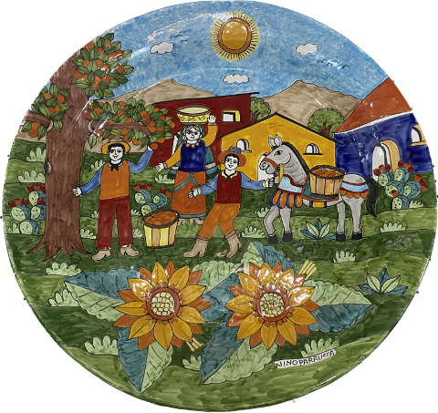 Piatto Artistico d.cm.63 - personaggi in ceramica Nino Parrucca