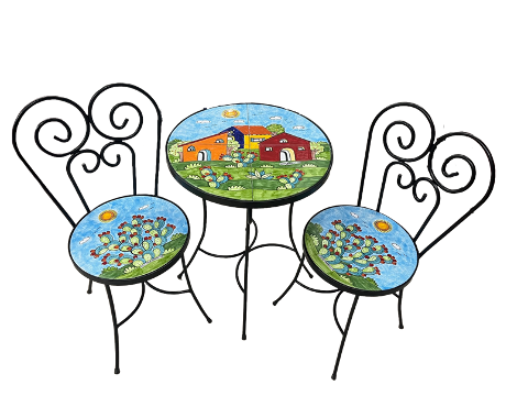 Set tavolo e sedie - Fichi d'India Nino Parrucca in ferro e ceramica