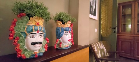 Teste di Moro H.cm.27 con Pale di Fichi D'india Nino Parrucca