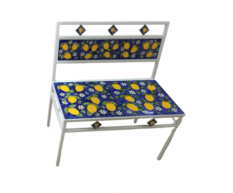 Panchina 2 Posti - Limoni e margherite Nino Parrucca in ferro e ceramica