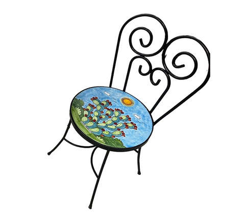 Sedia Rotonda d.cm.39 - pale di fichi d'india Nino Parrucca in ferro e ceramica