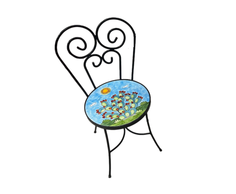 Sedia Rotonda d.cm.39 - pale di fichi d'india Nino Parrucca in ferro e ceramica