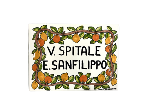 Piastrella personalizzata in ceramica decoro Ramo di Limoni e Arance Nino Parrucca