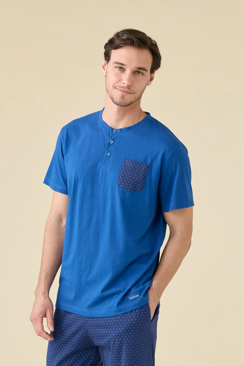 Pigiama Uomo Jersey Cotone Noi Di Notte Pigiama Manica Corta