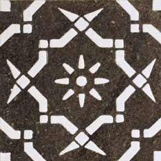 Piastrella in pietra lavica ceramizzata decorata - Epoca Noir