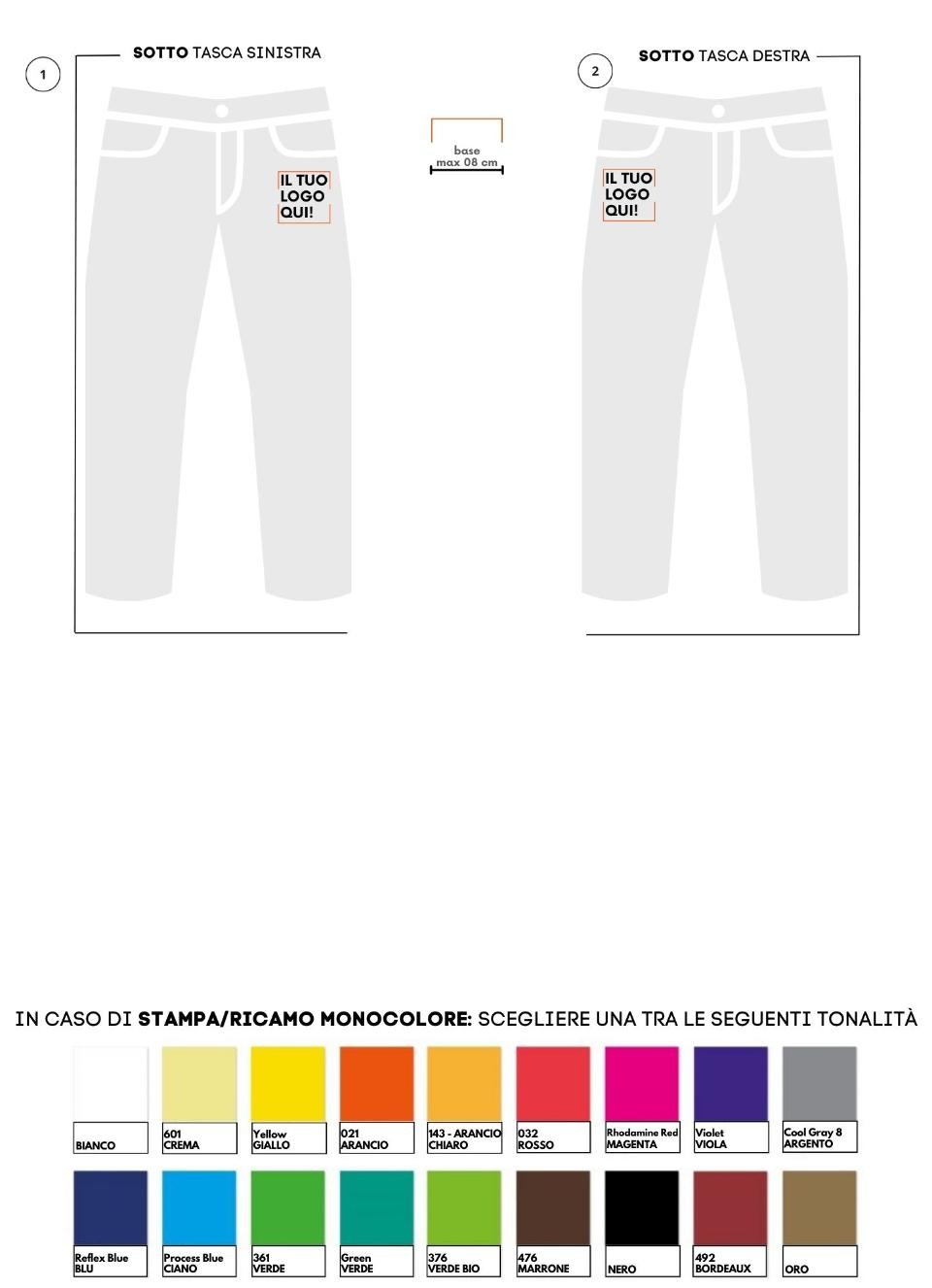 Pantaloni sanitari con tasche classiche (colori caldi)