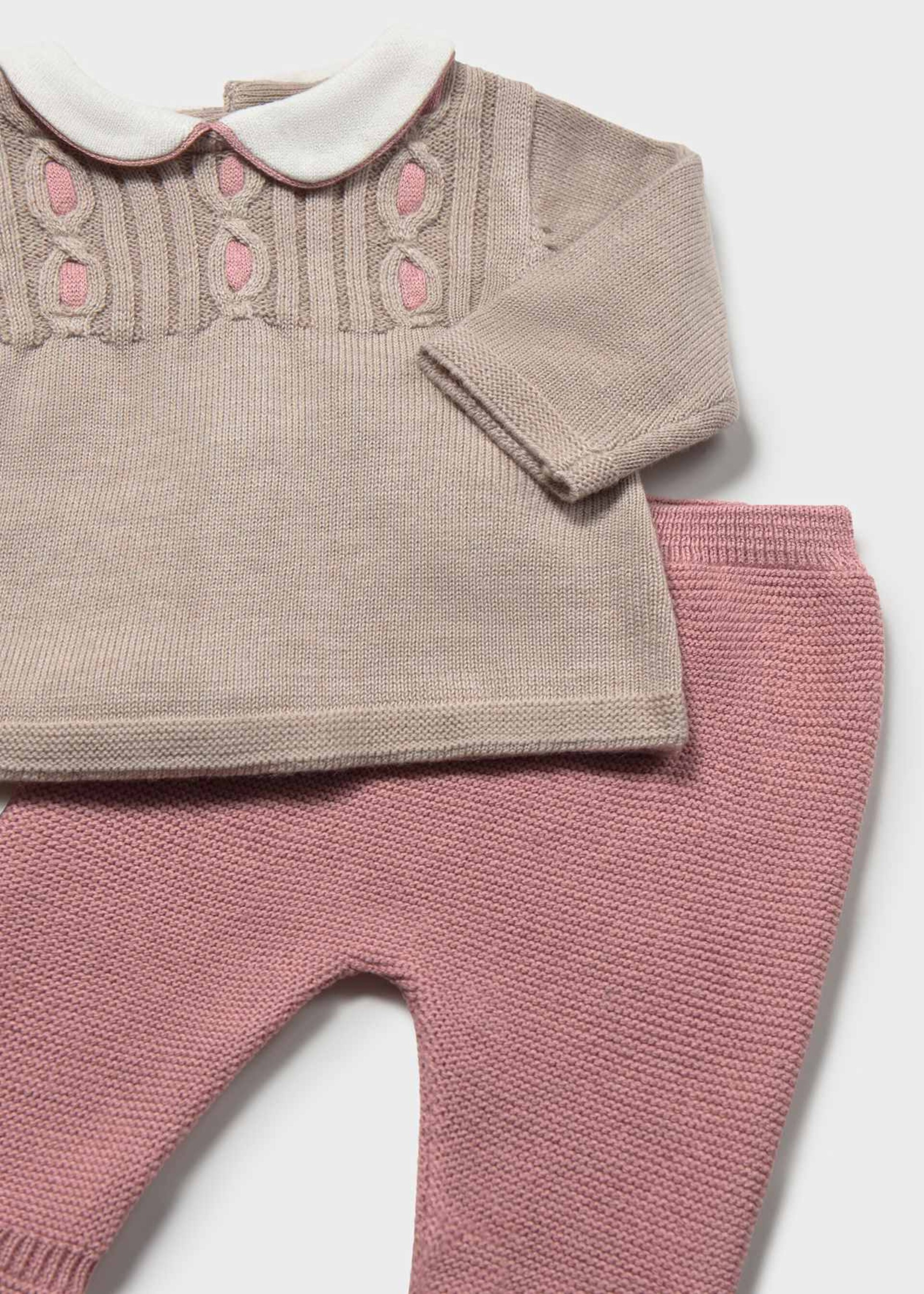 Completo 2 pezzi in caldo cotone Beige / Rosa Cipria Mayoral